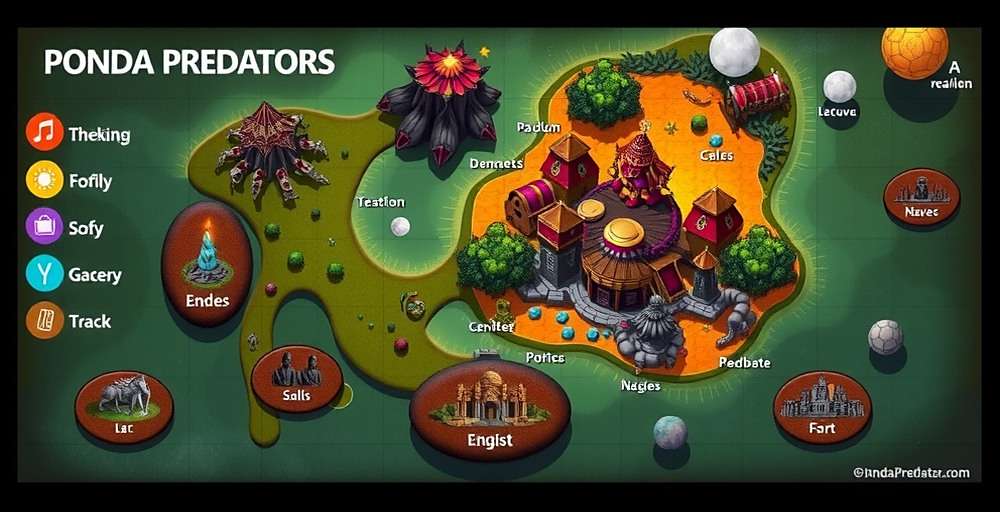 Ponda Predators Mythical Realms Map Ponda Predators map showing different mythical realms from Indian mythology that players can explore