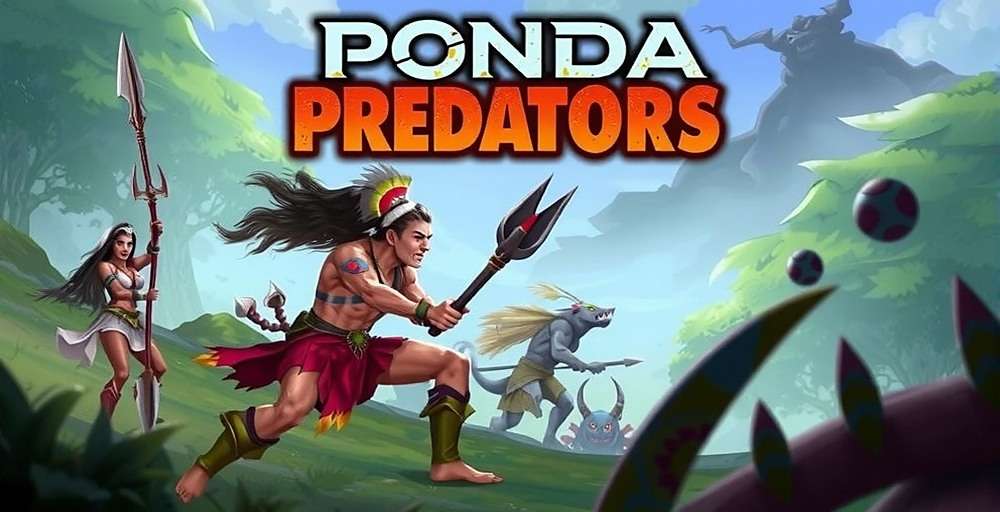 Ponda Predators Official Cover Art Ponda Predators game cover showing legendary Indian warriors in battle against mythical creatures