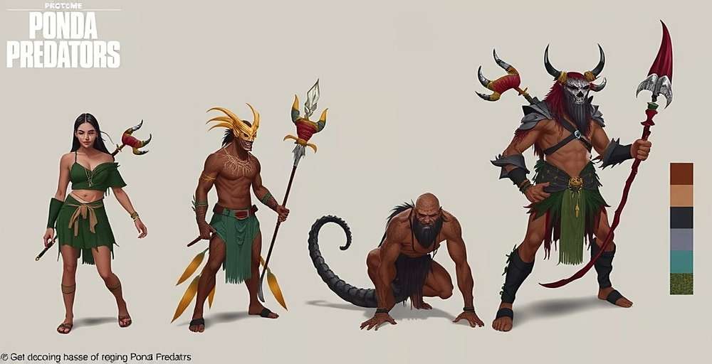 Ponda Predators Future Characters Concept Art Concept art for upcoming characters in Ponda Predators featuring regional mythological figures